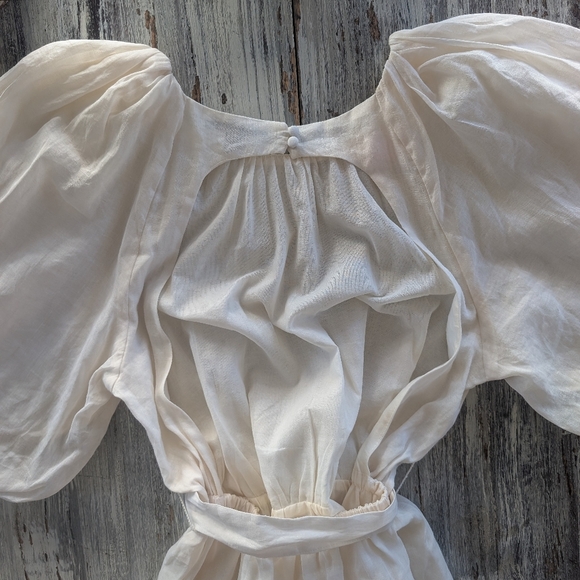 Bananan Republic Ramie Open Back Dress Cream Women's Small Tall - Picture 6 of 10